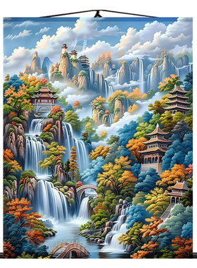 新款仙家画堂口无活物高清卷轴挂画防水不褪色装饰画客厅玄山水画
