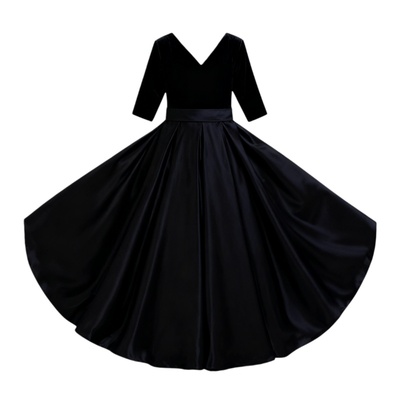 女童V领黑色礼服合唱团管乐团女童提琴儿童钢琴演奏演出服165