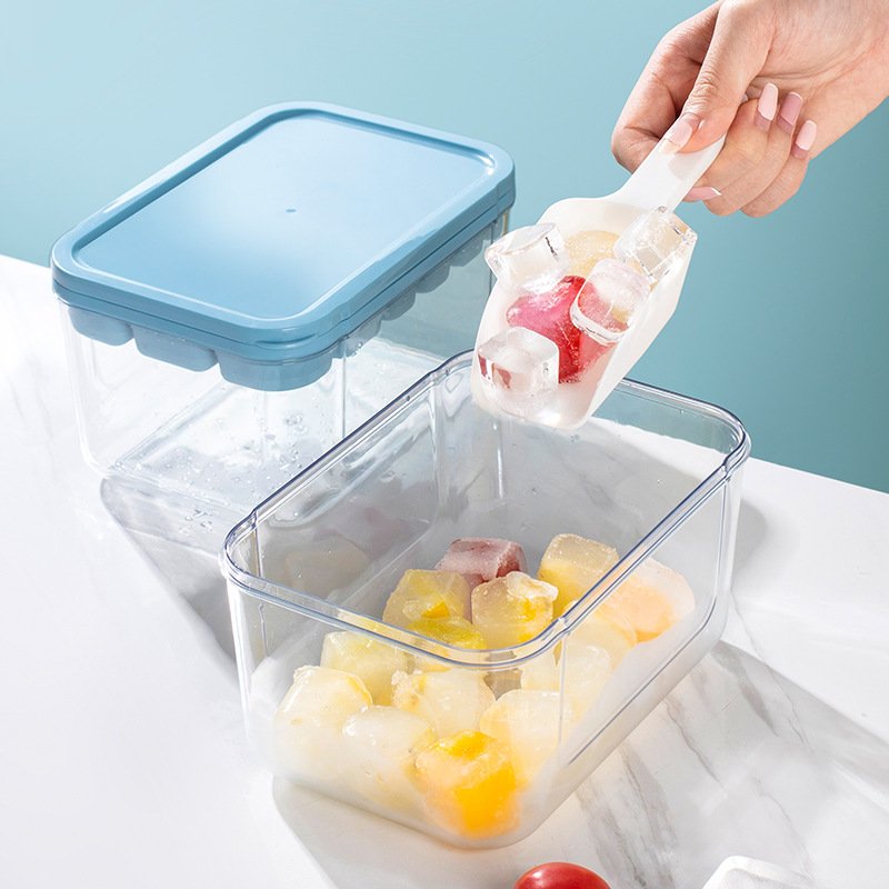 一键脱冰冻冰块按压冰储制冰厨房冰盒模具PP方形盒冰箱格格工具冰