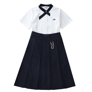 樱花家族jk制服【蝶青女高】大小姐学院风衬衫十箱褶长裙短袖套装