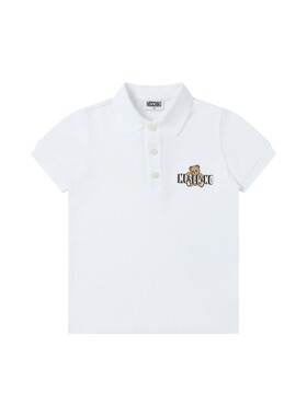 【季末特惠】莫斯奇诺26早春儿童logo徽标装饰泰迪熊polo衫T恤
