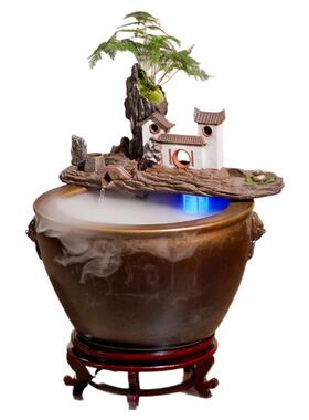 流水趣 陶瓷创意流水器造水景配件假山石槽鱼缸循环摆件过滤装饰