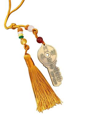 黄铜乾道嘉开财库汽车挂件