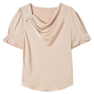 Outlets专柜撤柜正品 N系列夏装新款 含醋酸刺绣复古光泽感衬衫女