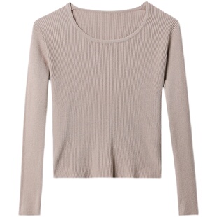 高腰短款针织打底衫长袖内搭2026春季新款女装薄款修身小个子毛衣