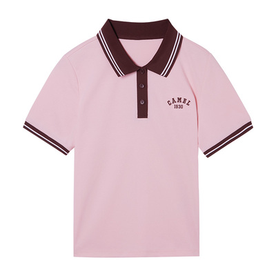 骆驼女装POLO衫2026春夏新款户外正肩修身吸湿速干短袖T恤上衣