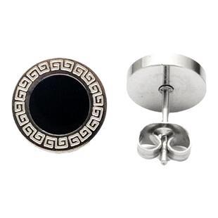 谢霆锋蔡徐坤薛之谦同款雕刻花纹罗马潮男细针长成纹钛钢圆形耳钉