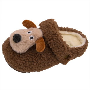 儿童棉拖鞋2025冬季新款男童鞋子女童毛毛拖二棉加绒包头软底防滑