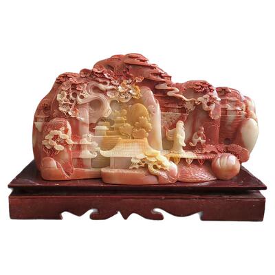 山水风景黄龙玉平步青云玄关摆件