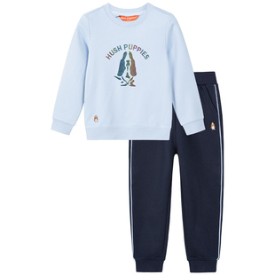 暇步士童装儿童套装秋装新款男童卡通圆领衫女童休闲运动裤两件套