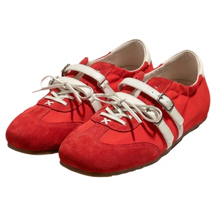 红色鞋子女2026新款内增高玛丽珍鞋百搭芭蕾女鞋配裙子软底运动鞋