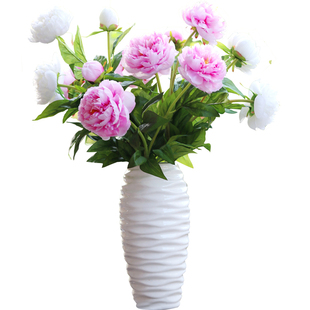 高档牡丹花芍药仿真花假花客厅摆件餐厅装饰花瓶套装绢花干花摆设