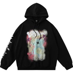 LAMLICKA青少年连帽卫衣潮牌涂鸦多巴胺街头美式oversize宽松外套