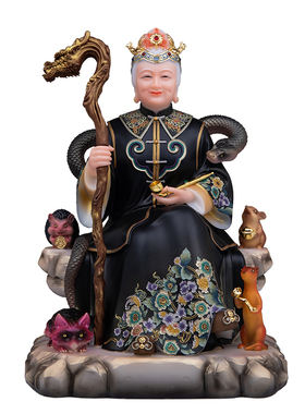 汉白玉五仙坐山黑妈妈神像供奉
