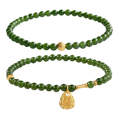 天然和田碧玉菠菜绿小米珠手串