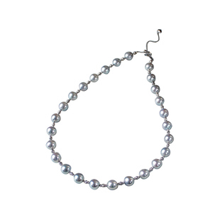 真多麻巴洛克项链天然原色akoya银灰蓝不规则满天星海水珍珠串链