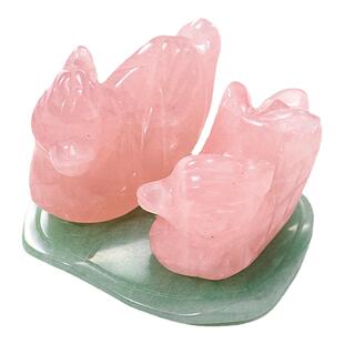 不言斋文房四宝天然粉水晶手工雕刻鸳鸯毛笔笔搁小楷书法宣纸镇纸