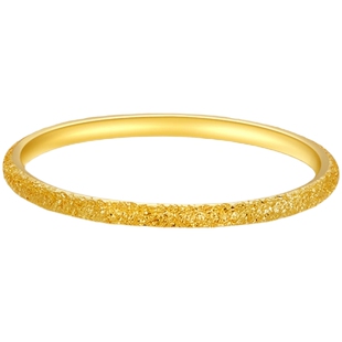 金至尊实心素圈简约戒指女黄金叮砂磨砂女戒999足金满天星细指环