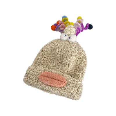 宝宝毛绒帽无檐可爱搞怪加绒加厚