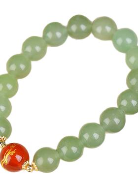 天然精致东陵玉红龙纹时尚手链