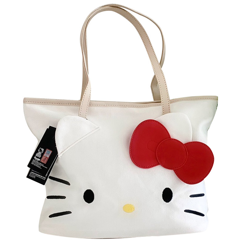 三丽鸥Hellokitty凯蒂猫托特包大容量帆布包女可爱卡通手提单肩包