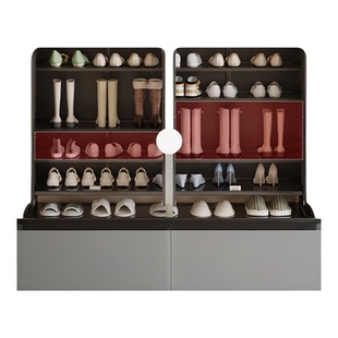 鞋柜家用入户门口一体靠墙收纳柜超薄款室外过道电梯口门外走廊用