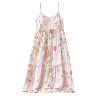 2026新款棉绸睡裙性感吊带V领睡衣裙女士夏季人造棉家居服巨好看