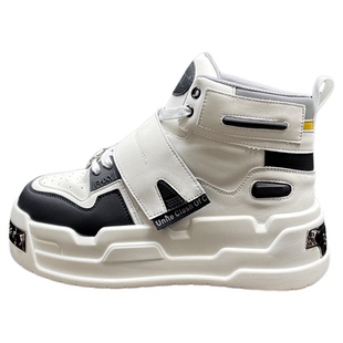 高帮鞋男款2025秋季高邦小白鞋增高厚底短靴潮牌男鞋中帮马丁靴子