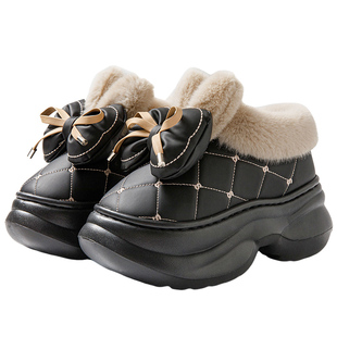 厚底棉拖鞋女包跟居家PU皮韩版卡通拖鞋冬季保暖棉鞋外穿防水防滑