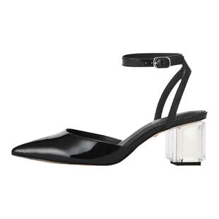 Luxury Rebel春夏尖头一字扣带时尚透明方跟优雅女凉鞋L72250218
