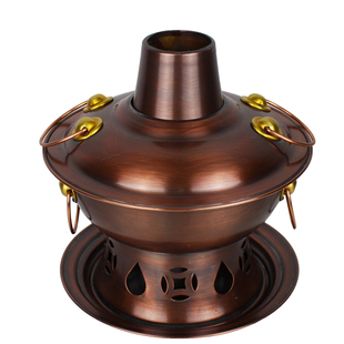环保油小火锅纯铜一人食加厚纯紫铜小铜锅单人一人一锅家商用铜炉