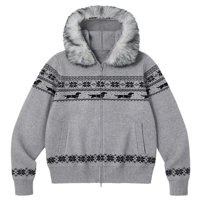 PSO Brand 男装女装费尔岛毛领复古民族风毛衣宽松长袖拉链外套秋