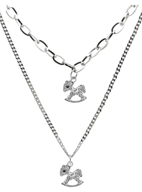 水钻小马时尚项链吊坠毛衣链