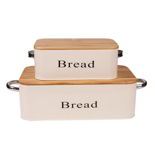 法式竹盖吐司面包收纳盒桌面北欧铁皮盒面包箱零食储物盒长方形盒
