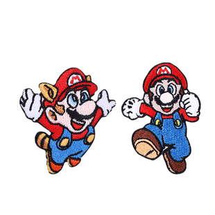 超级玛利奥可爱时尚自粘卡通布贴衣服刺绣贴补丁贴修补破洞装饰贴