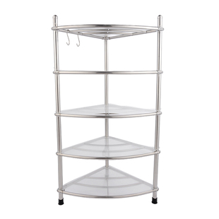 三角厨房置物架落地多层不锈钢收纳架子神器储物架转角杂物架锅架