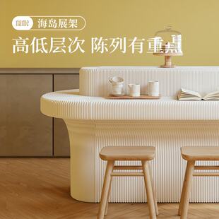 十八纸展示柜中岛台可移动收纳置物架展会美妆艺术摆台创意陈列架