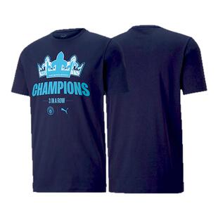 彪马短袖T恤男曼城英超冠军纪念T恤三连冠二连冠收藏珍藏版蓝月
