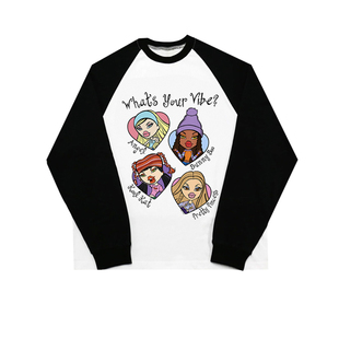 BRATZ黑白插肩长袖T恤纯棉宽松打底衫上衣复古辣妹Y2K春秋款美式