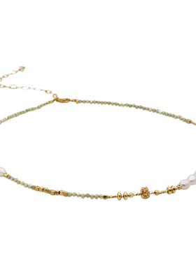 国风珍珠混搭水晶锁骨链细choker