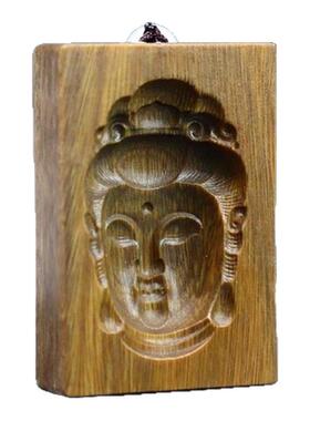 绿檀观音吊坠大日如来无事牌弥勒佛菩萨挂件饰品木质雕刻3D佛像牌