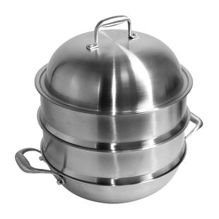 Jannick不锈钢2层蒸锅加厚家用大汤锅电磁炉燃气通用厨房锅具32cm