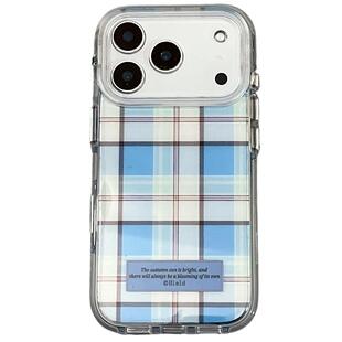 韩风ins简约透明格纹适用苹果iPhone17ProMax手机壳16pro新款14带链条13小众14promax硅胶17pro情侣15全包女