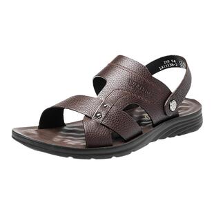 老人头凉鞋男真皮拖鞋夏季2026年新款沙滩鞋休闲防滑凉拖两用潮流