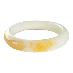 灵玥美玉新疆金丝玉手镯飘黄撒金天然正品地表料油润金沙质