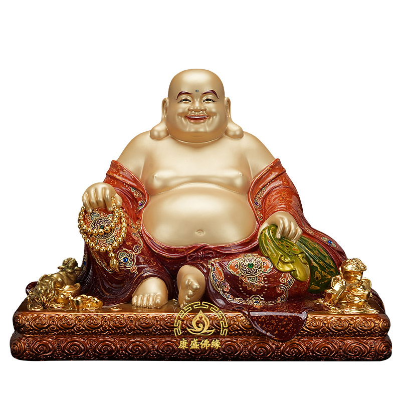 纯铜珐琅彩宽体弥勒笑佛招财摆件
