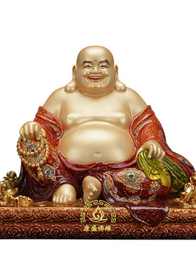 纯铜珐琅彩宽体弥勒笑佛招财摆件