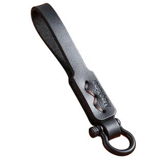 高档真小牛皮汽车钥匙扣腰挂锁匙扣手编钥匙绳圈环马蹄扣男女简约