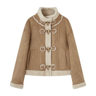 SOMESOWE 牛角排扣羔毛外套