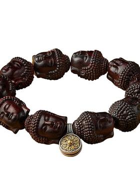 小叶紫檀手串男释迦摩尼如来佛